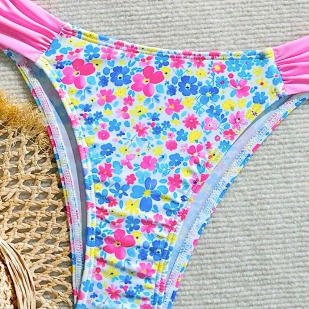 Coquette Girl Bikini Set with Pink Bow & Ruffles